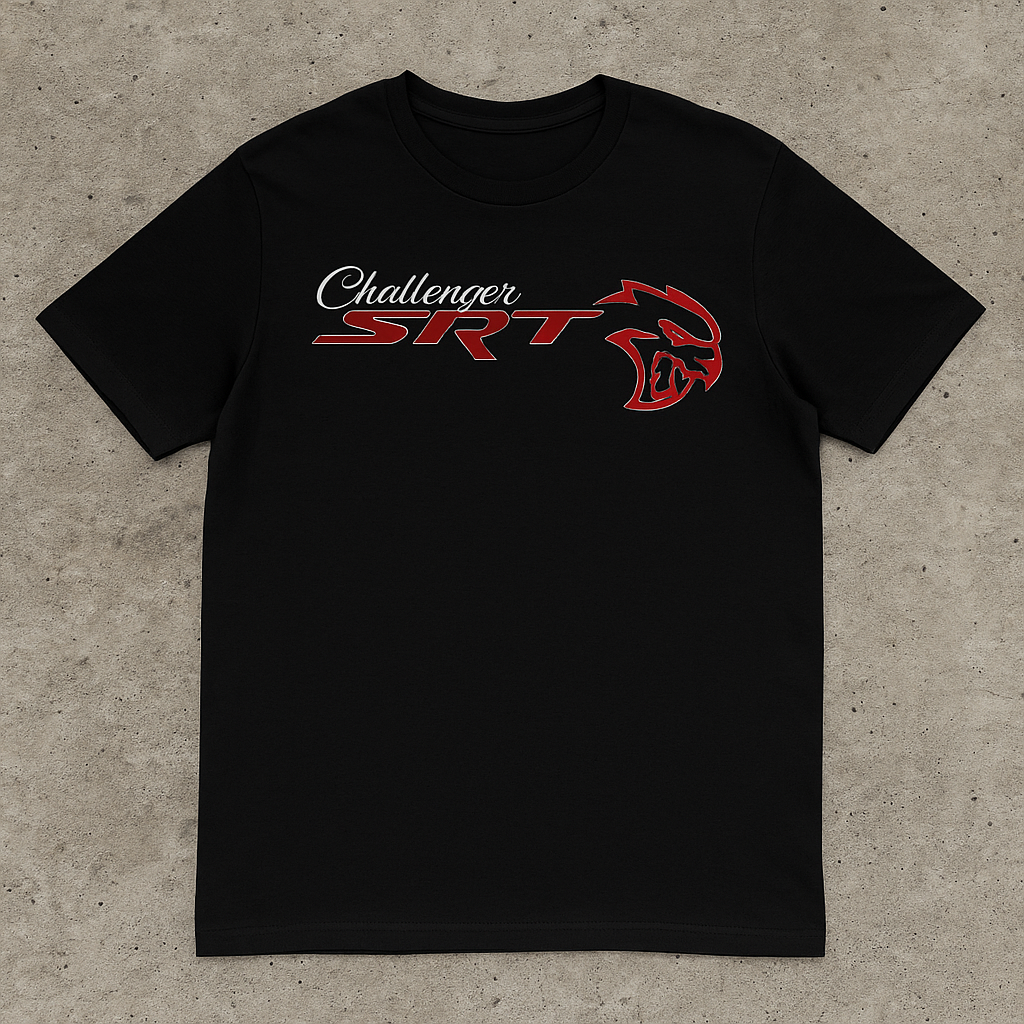 Dodge Challenger Hellcat SRT Graphic Tee – Front & Back Print – Black
