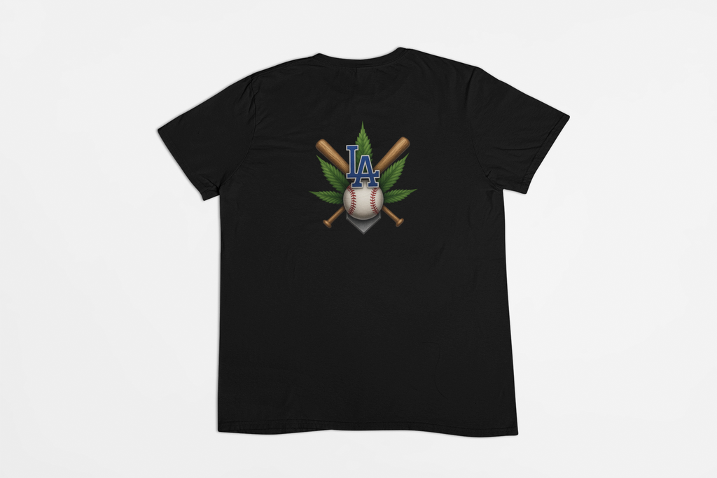 LA Cannabis Baseball Graphic Tee – Front & Back Print – Black