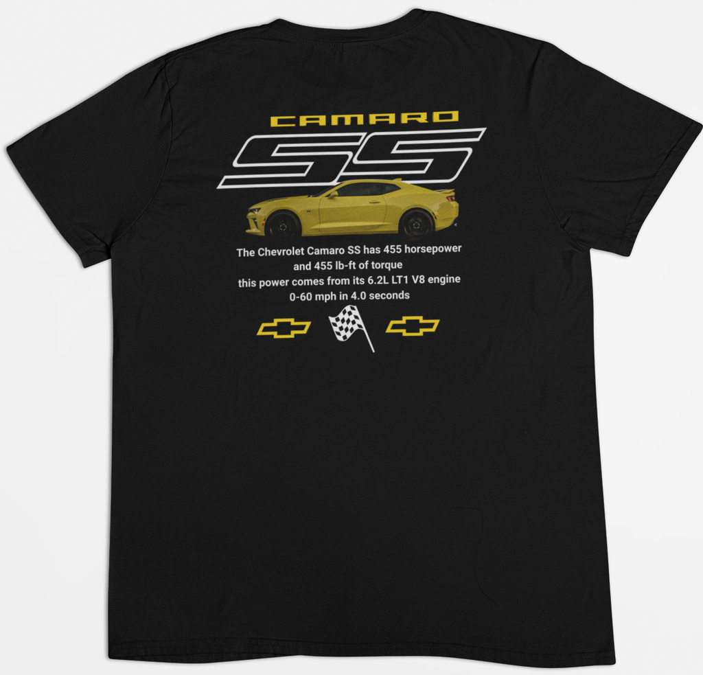 Camaro SS Graphic Tee – Front & Back Print – Black