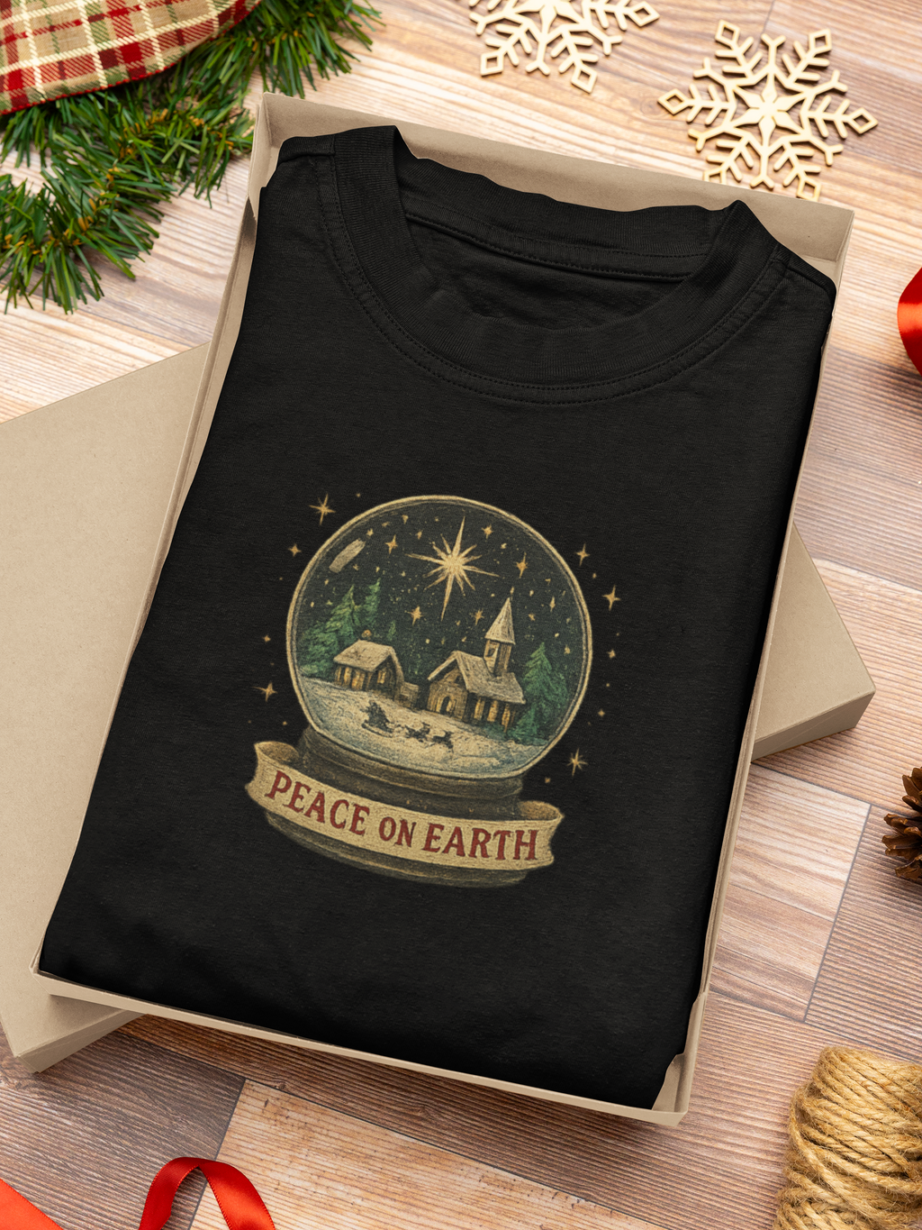 Peace On Earth Christmas Village Tee