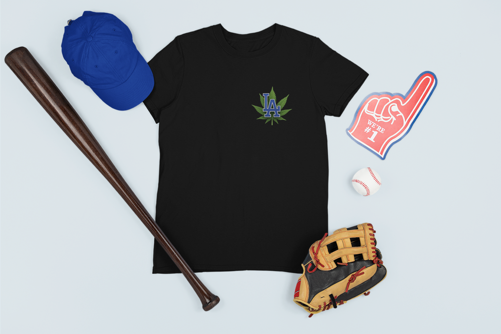 LA Cannabis Baseball Graphic Tee – Front & Back Print – Black